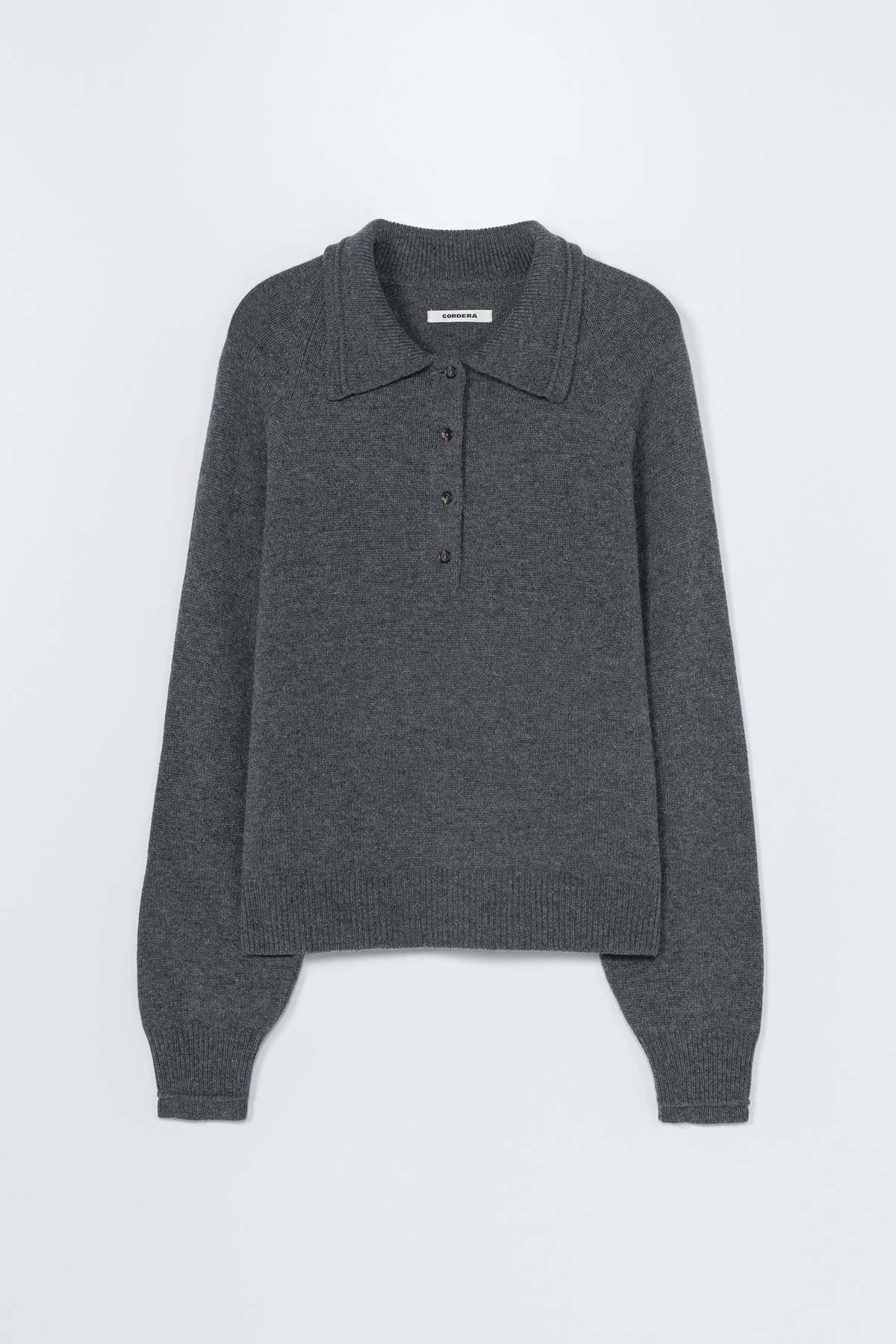 Cordera Merino Wool Polo Sweater - Gray - Image 4 of 4