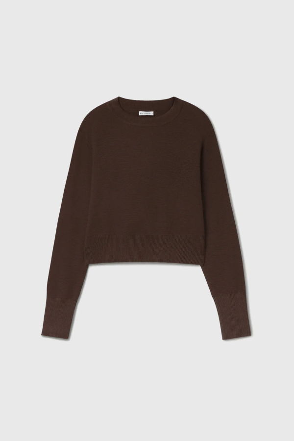 Silk Laundry Wool Cropped Crewneck