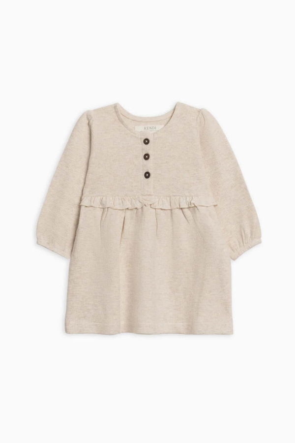 colored organics Nina Waffle Knit Ruffle Waist Dress