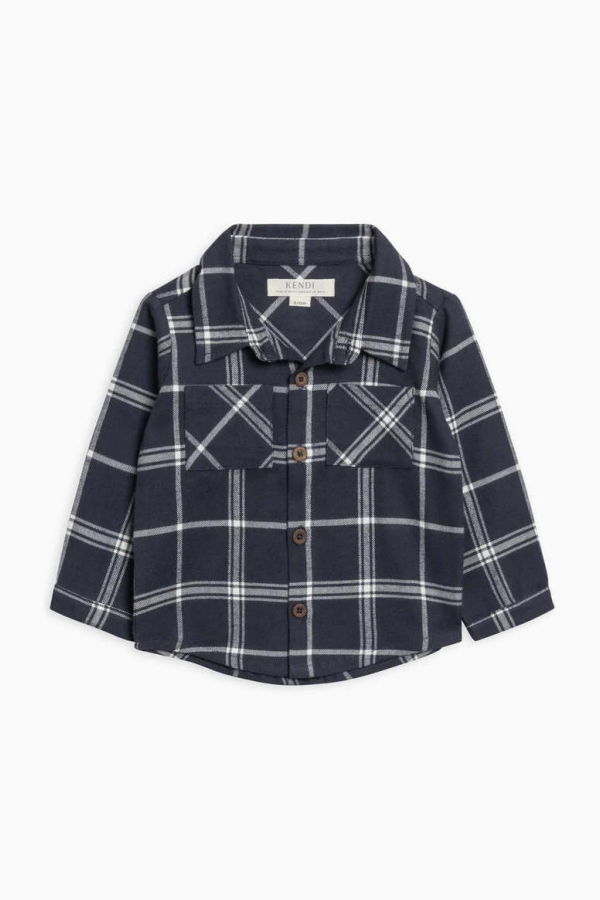 KIDS colored organics Lev Flannel Long Sleeve Collared Shirt
