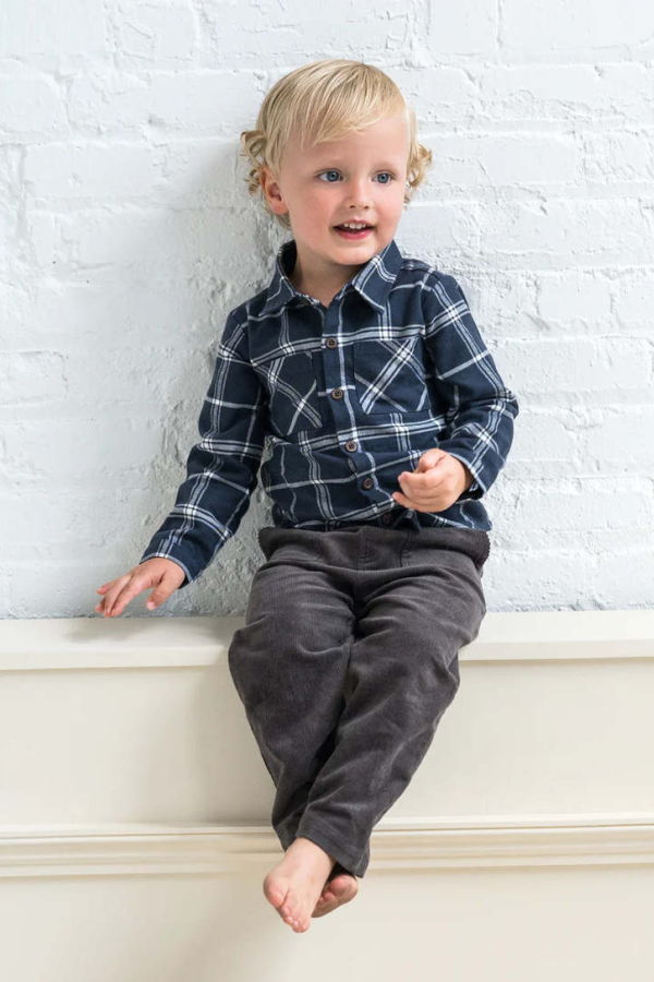 KIDS colored organics Lev Flannel Long Sleeve Collared Shirt