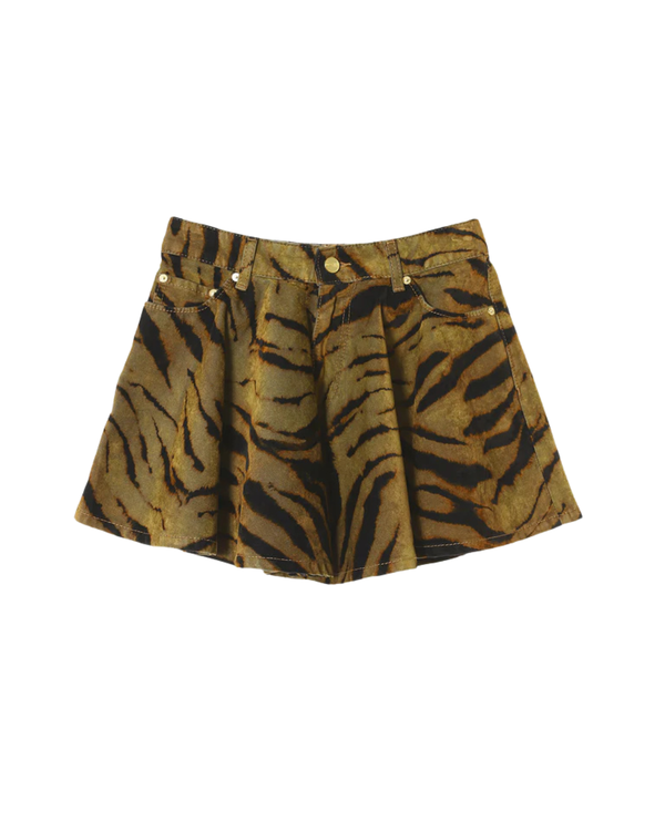 Ganni Flock Denim Mini Skirt - Khaki Ganni Flock Denim Mini Skirt - Khaki