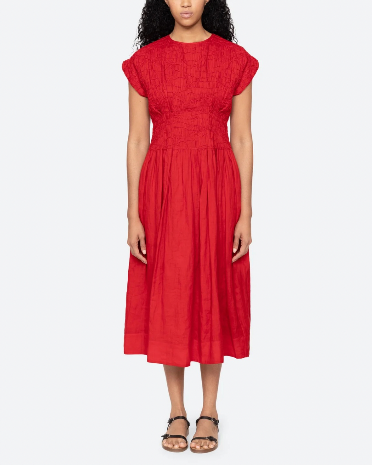 Sea NY Imogen Solid Midi Dress - Red - Image 1 of 7