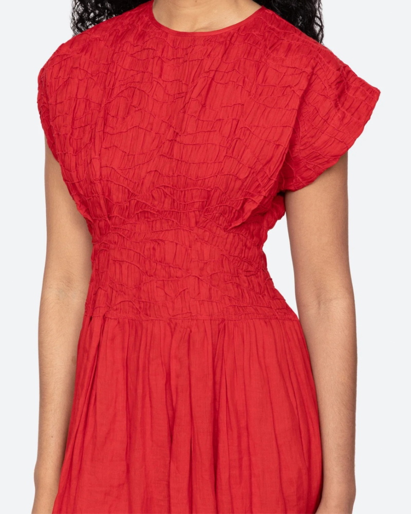 Sea NY Imogen Solid Midi Dress - Red