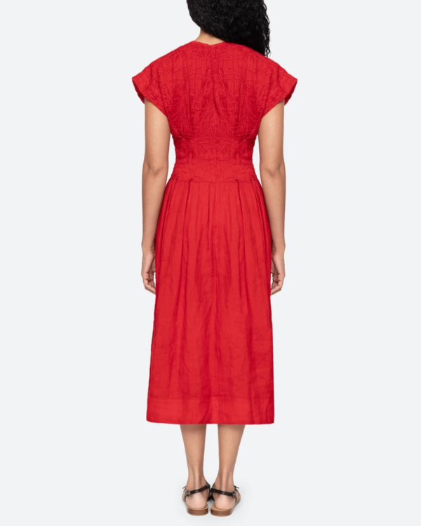 Sea NY Imogen Solid Midi Dress - Red