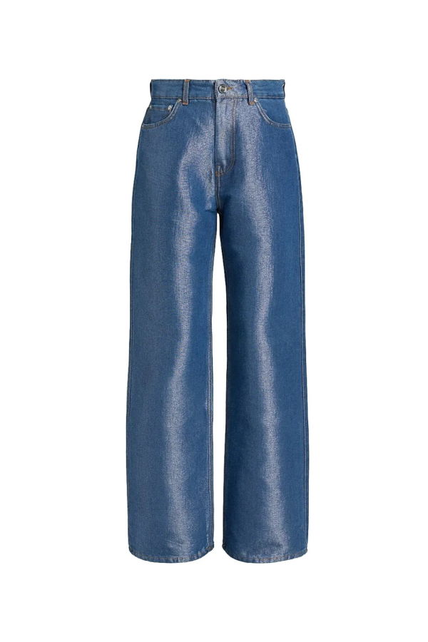 Ganni Izey Shiny Weft Denim Jeans - Mid Stone Blue