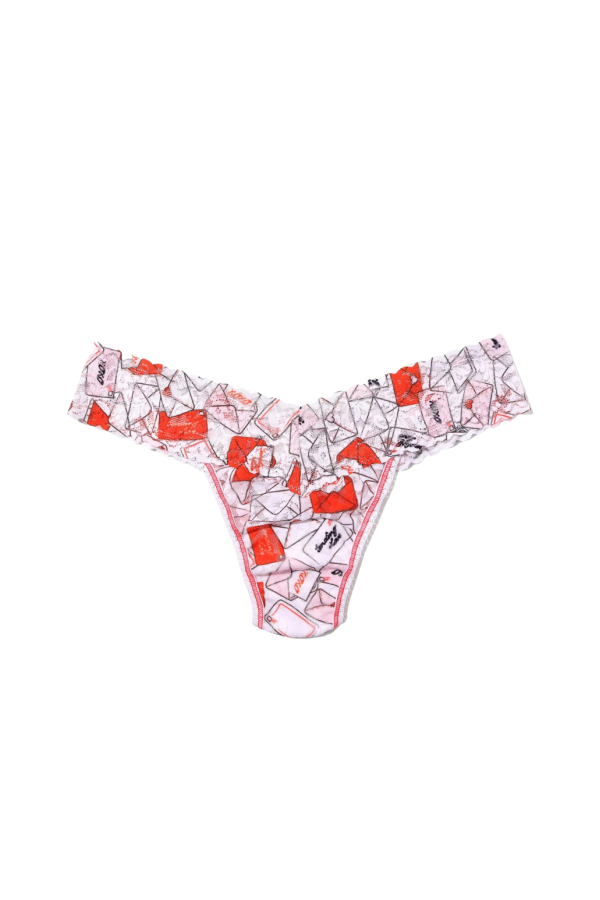 Hanky Panky Printed Lowrise Thong Wrapped - With Love White