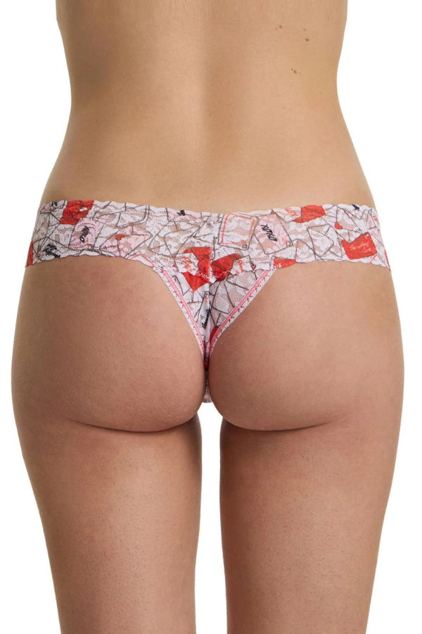 Hanky Panky Printed Lowrise Thong Wrapped - With Love White