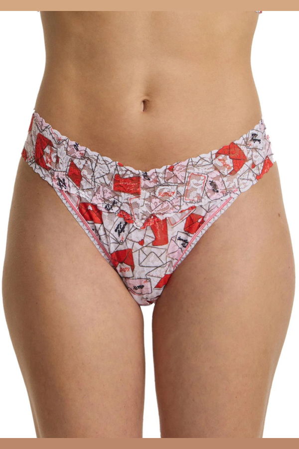 Hanky Panky Printed Original Thong Wrapped - With Love White