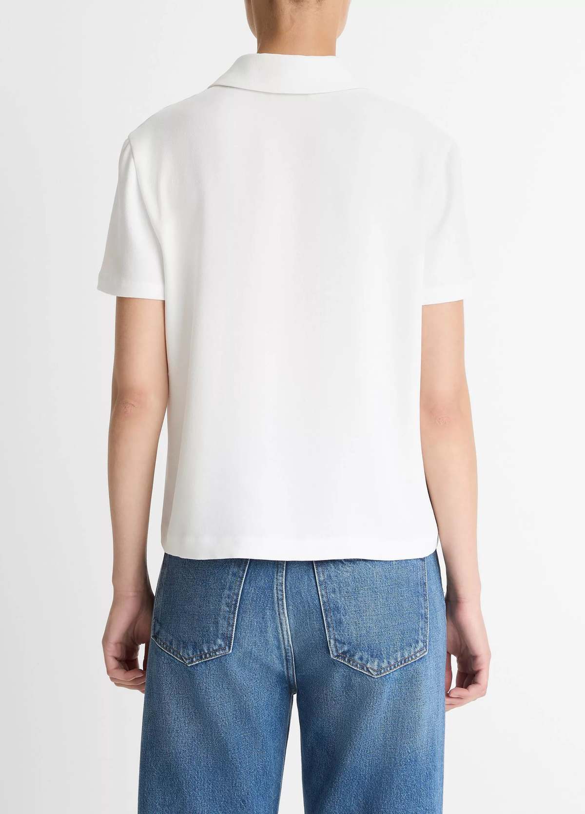VINCE Crepe Short Sleeve Polo - Off White - Image 2 of 2