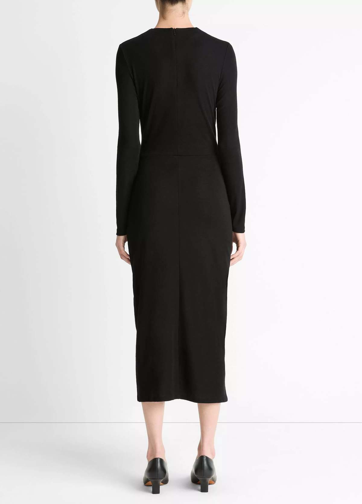 VINCE L/S Side Drape Dress - Black - Image 2 of 3