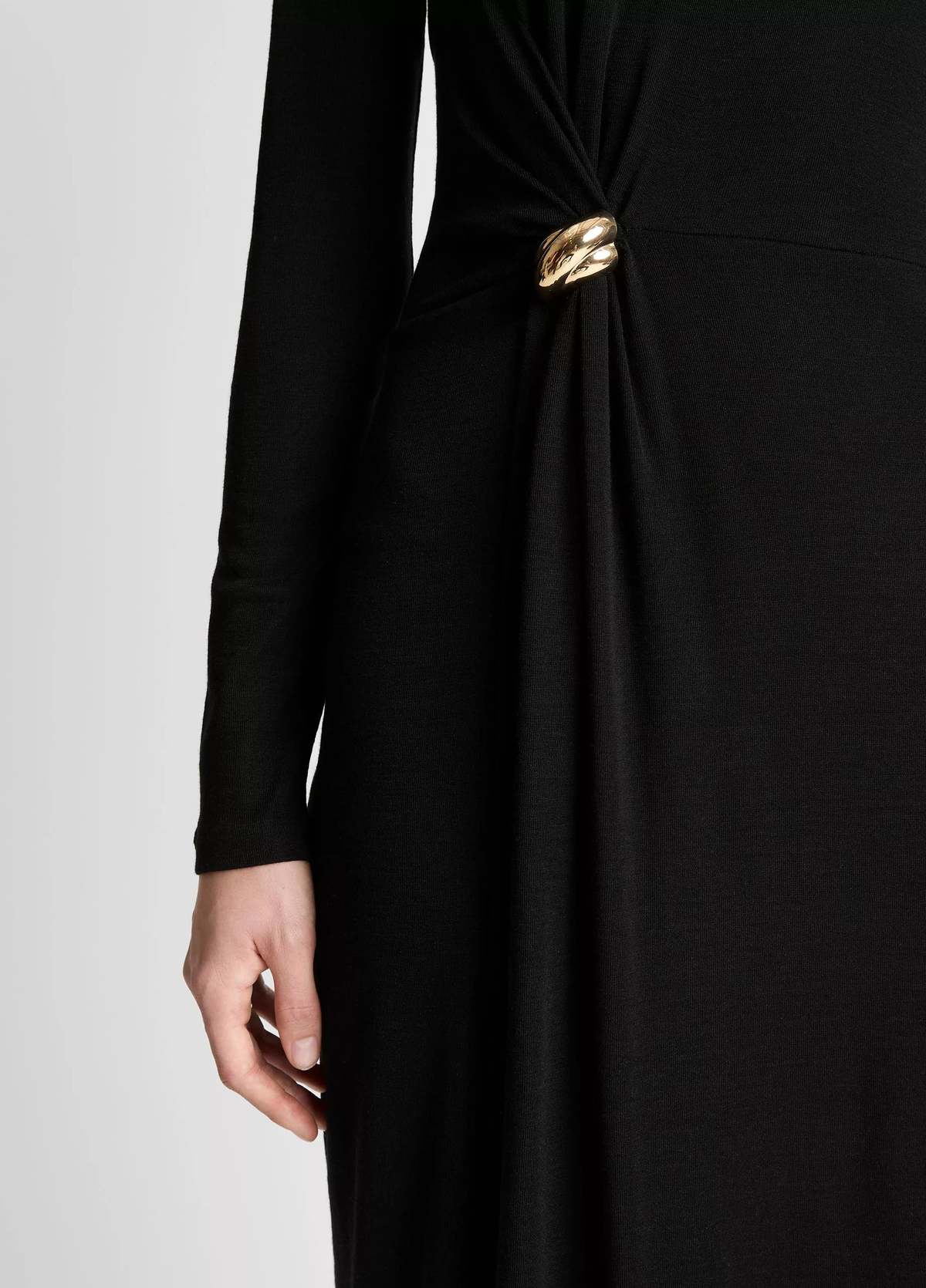 VINCE L/S Side Drape Dress - Black - Image 3 of 3