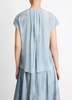 VINCE Washed Ombré Silk Gathered Cap-Sleeve Blouse - Azura Wash - Thumbnail 2