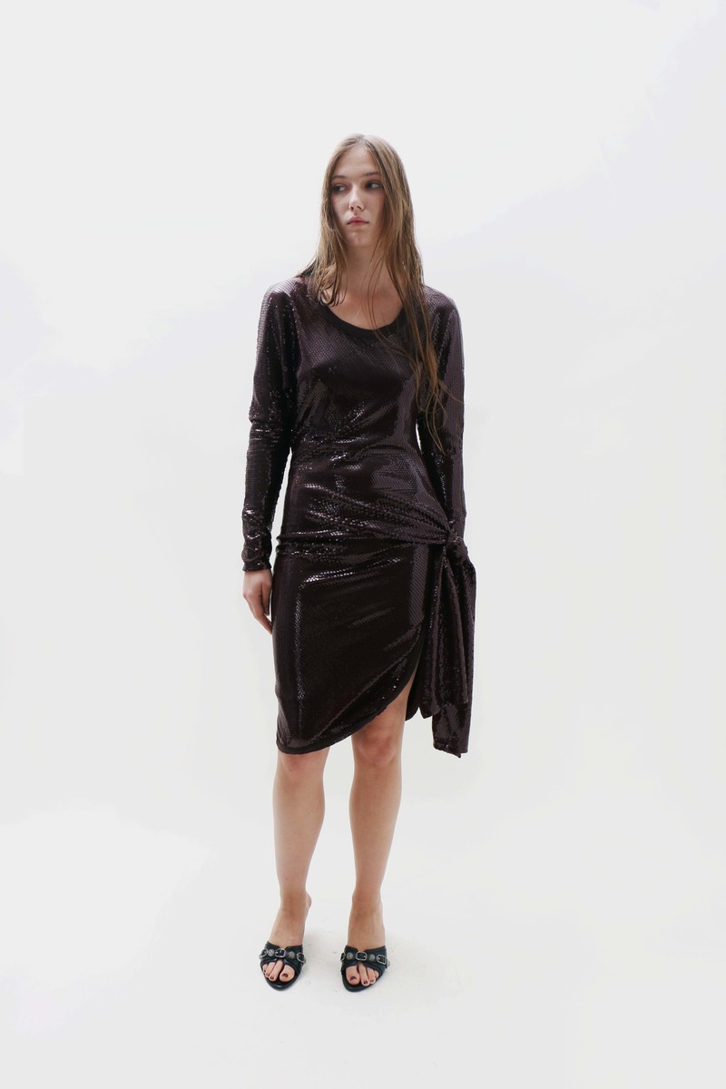 Talia Byre Tie Dress - Burgundy