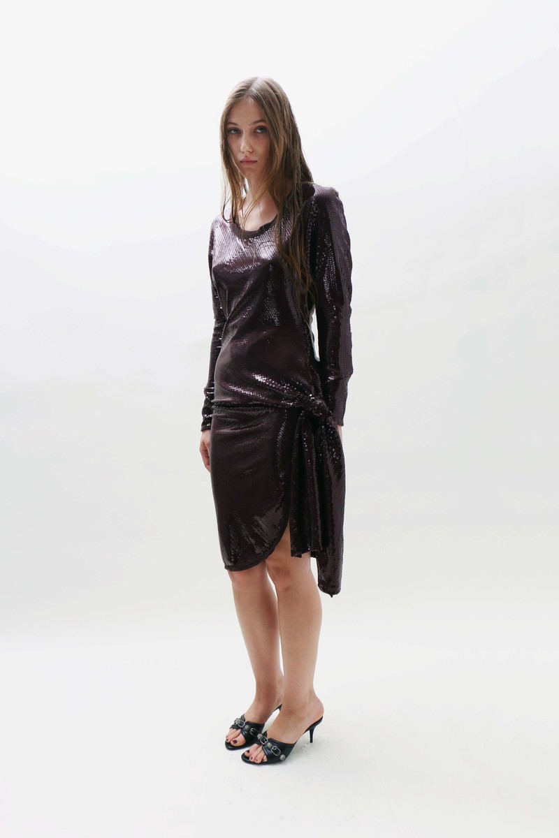 Talia Byre Tie Dress - Burgundy