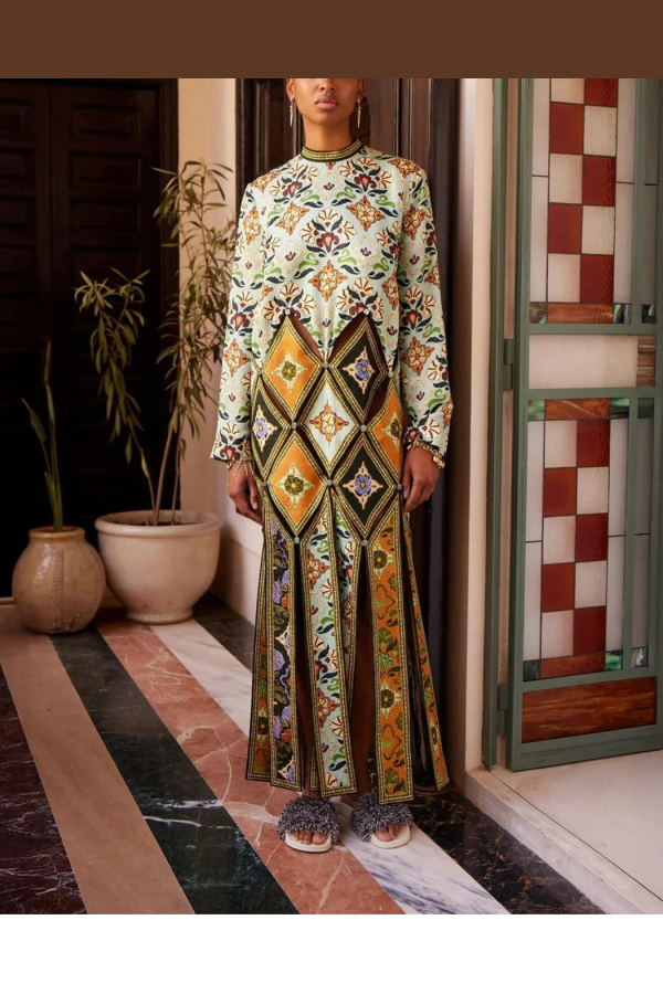 ALEMAIS Cece Spliced Midi Dress - Green