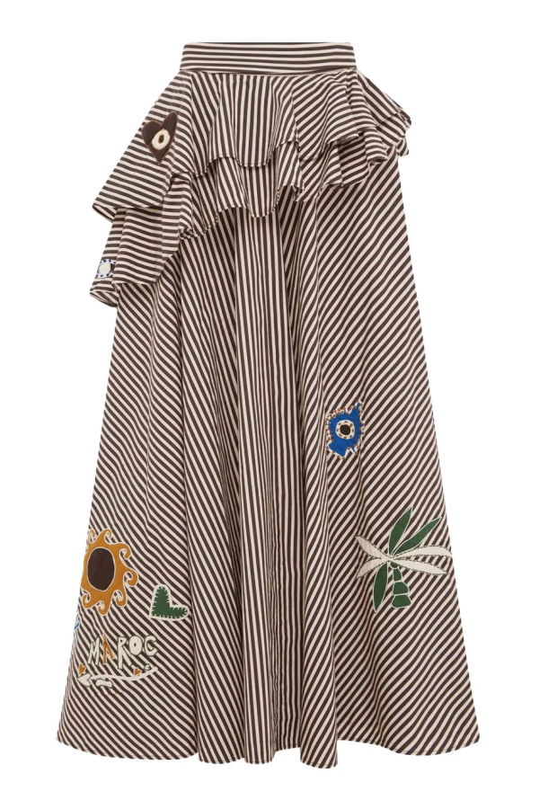 ALEMAIS Sirocco Embroidered Skirt - Brown