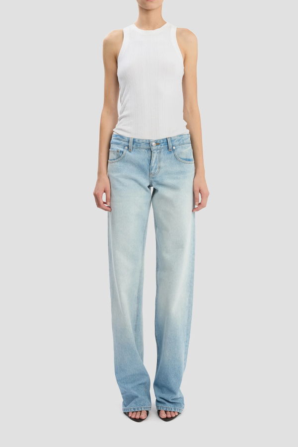 Victoria Beckham Harper Mid Rise Zip Fly Jean - Heritage Blue