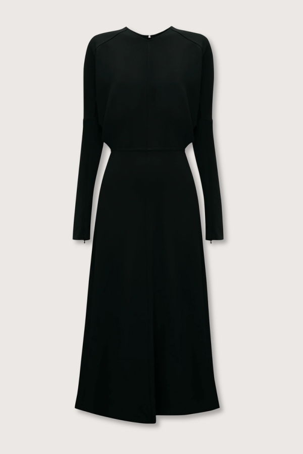 Victoria Beckham Long Sleeve Dolman Midi Dress - Black