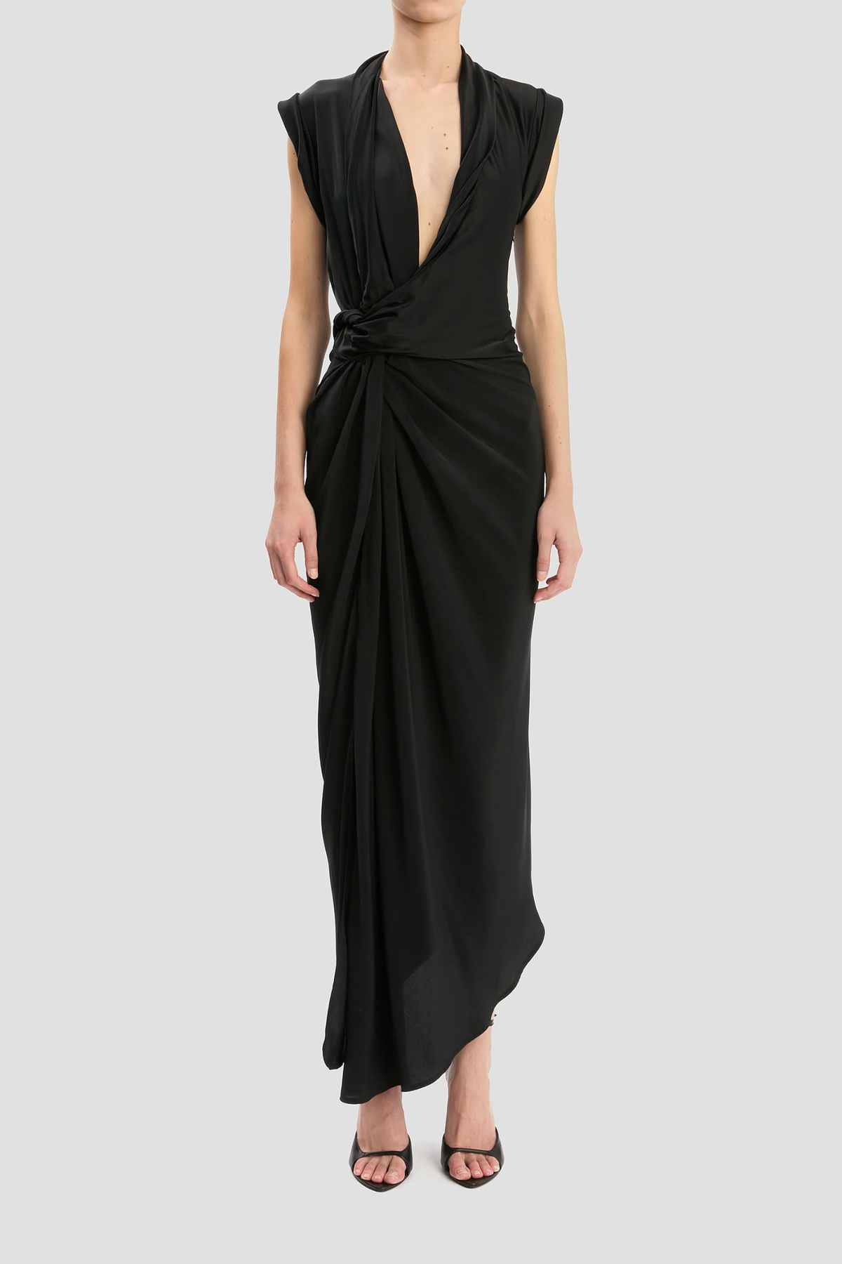 Victoria Beckham Twist Detail CDC Dress - Black - Image 2 of 4