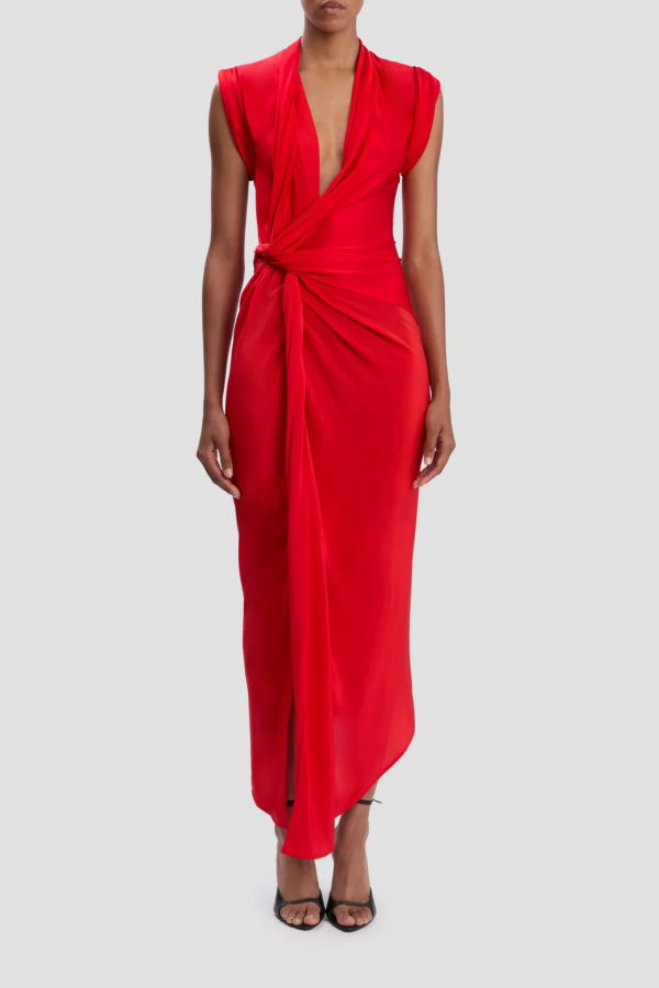Victoria Beckham Twist Detail CDC Dress - Red