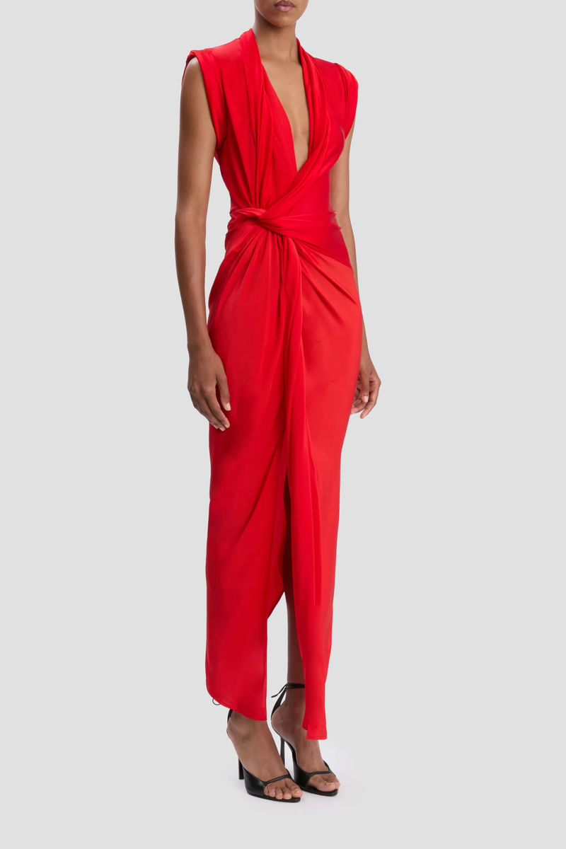 Victoria Beckham Twist Detail CDC Dress - Red