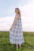 Conrado Clio Tie-Strap Tiered Checkered Maxi Dress - Blue - Thumbnail 4