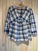 Conrado Dari Blue Plaid Puff Sleeve Top - Thumbnail 1