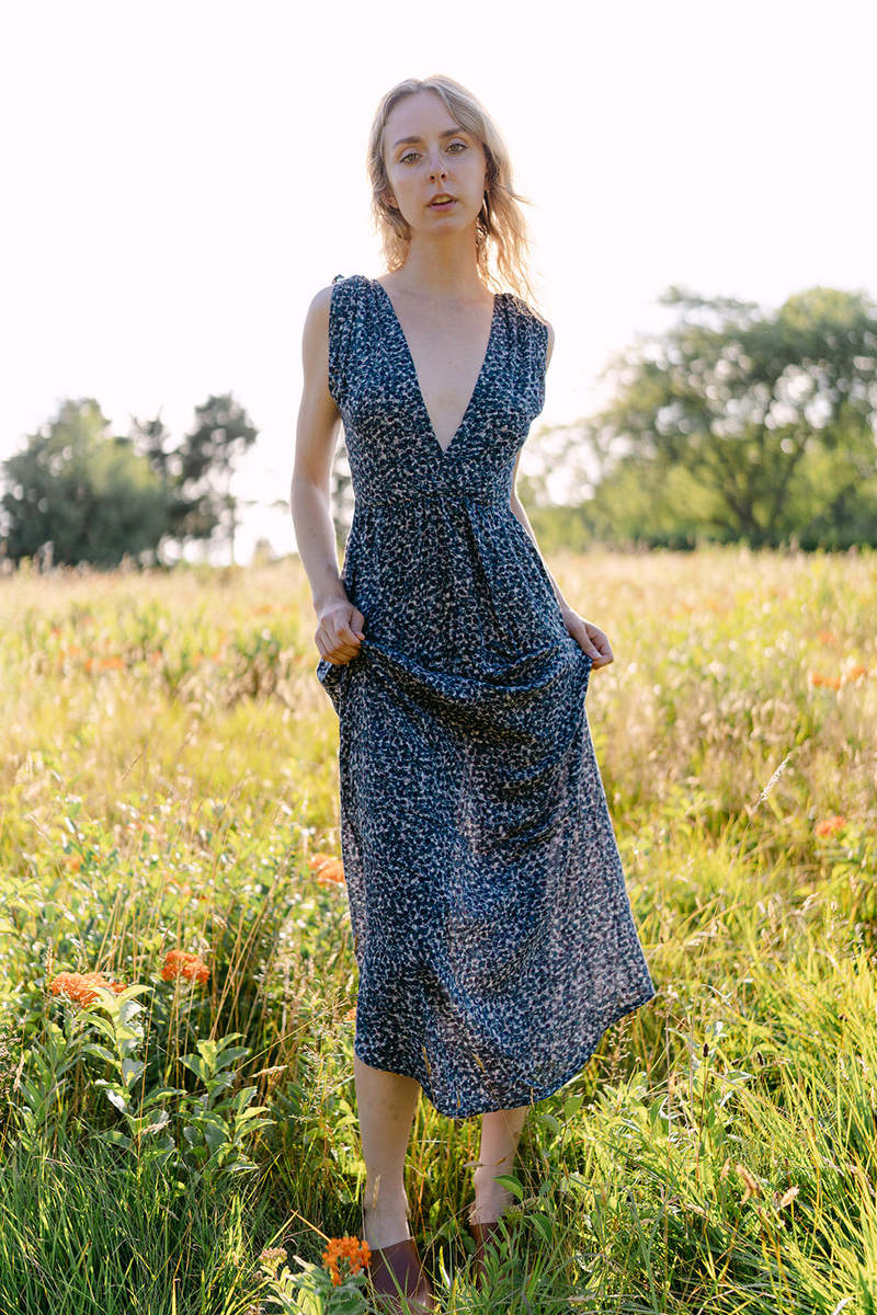 Conrado Frances Drawstring Print Maxi Dress