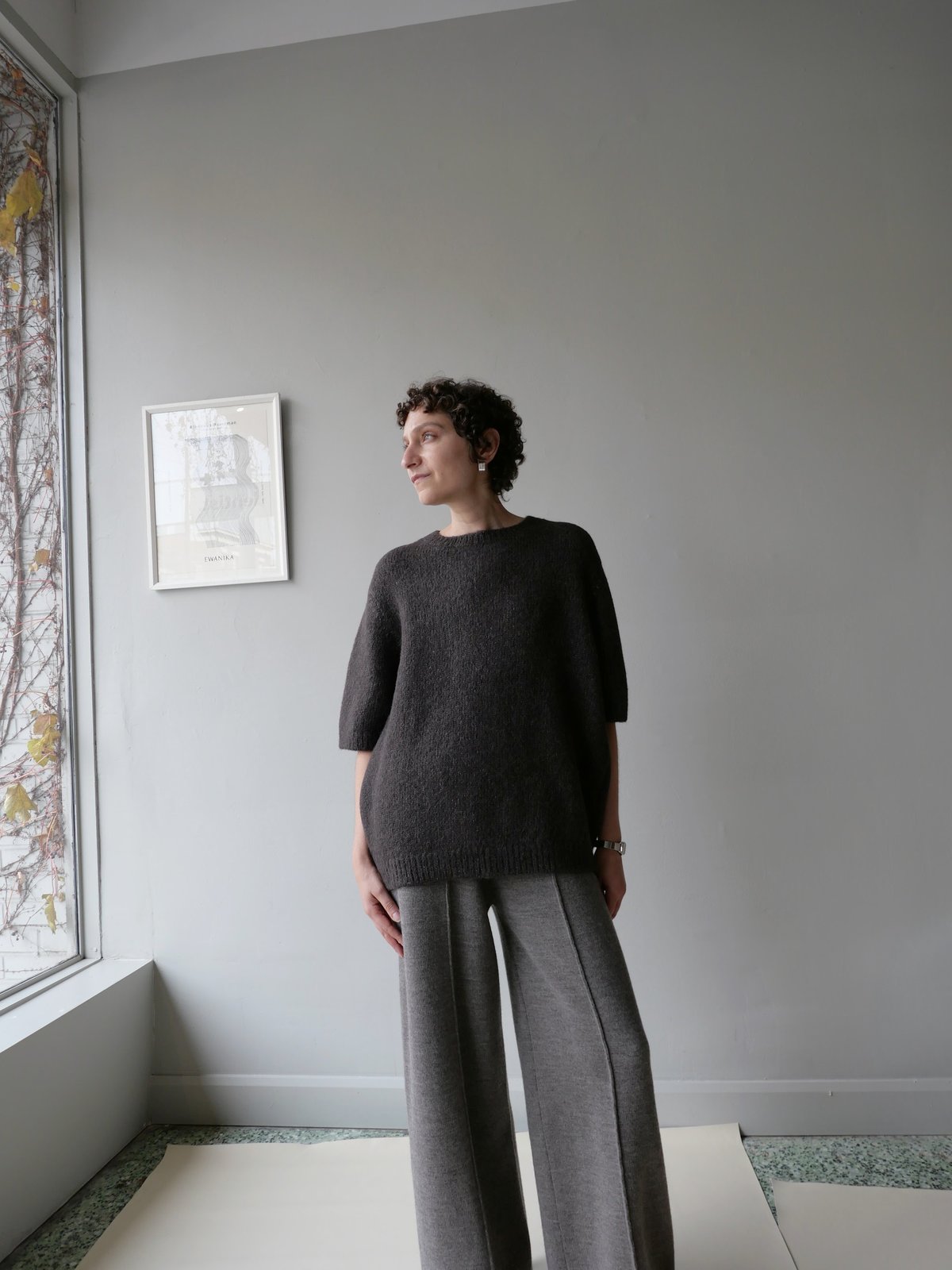 LAUREN MANOOGIAN Loft Short Sleeve Crewneck - Coal - Image 1 of 5