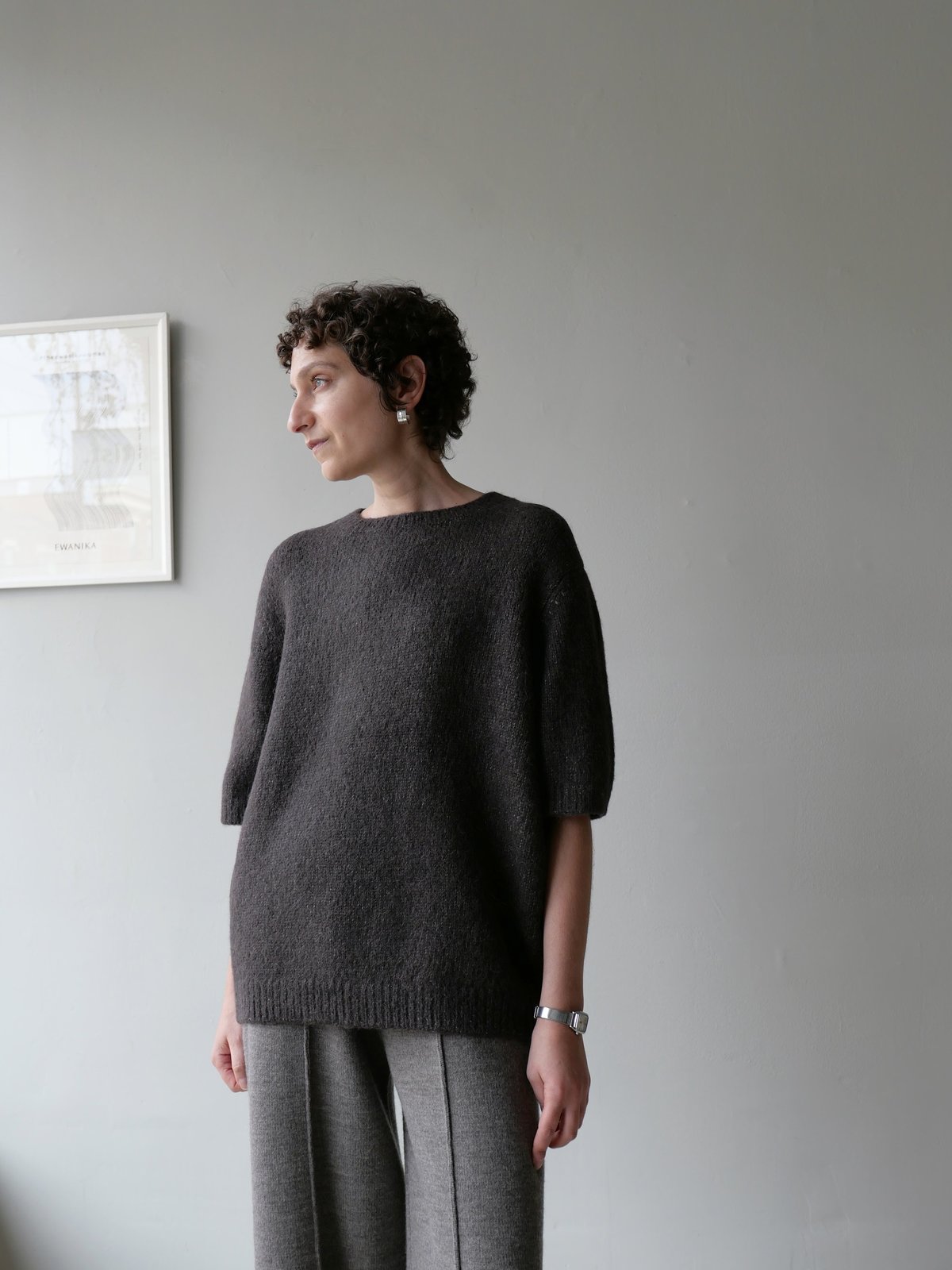 LAUREN MANOOGIAN Loft Short Sleeve Crewneck - Coal - Image 2 of 5