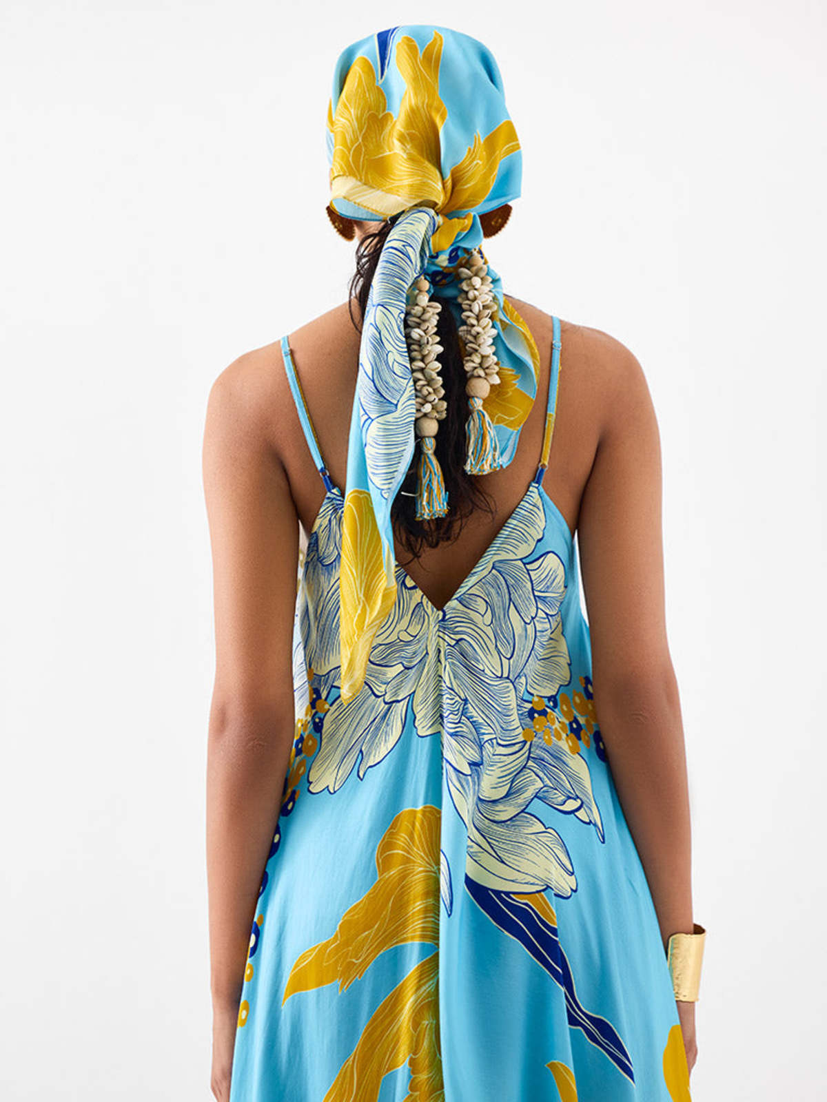 IKKIVI White Rose Strappy Dress - Blue - Image 3 of 6