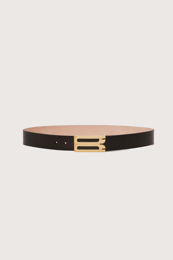 Victoria Beckham Jumbo Frame Shiny Calf Belt - Black