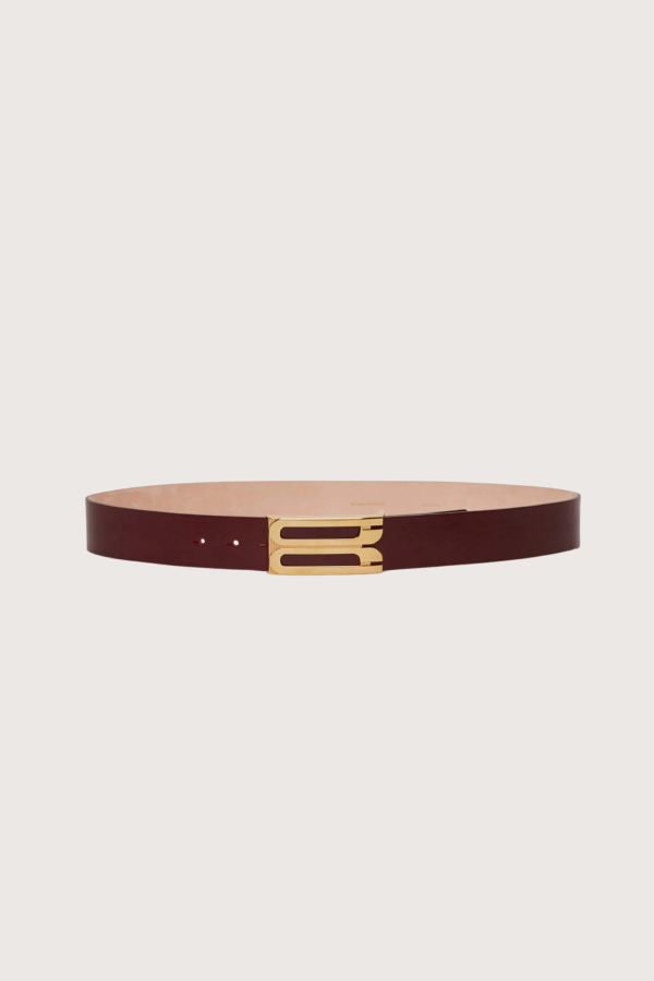 Victoria Beckham Jumbo Frame Shiny Calf Belt - Burgundy