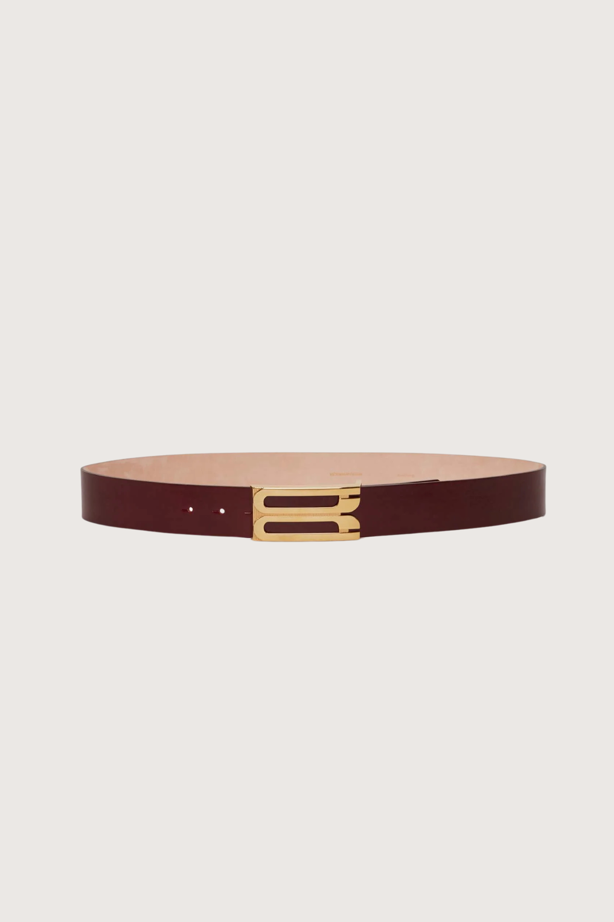 Victoria Beckham Jumbo Frame Shiny Calf Belt - Burgundy - Image 1 of 2