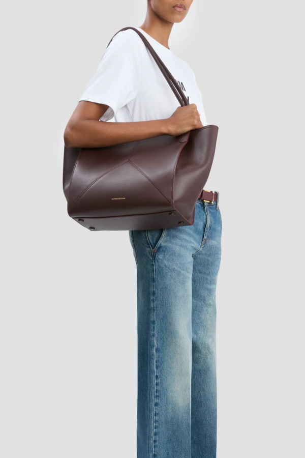 Victoria Beckham Small Victoria Soft Calf Leather Tote - Burgundy