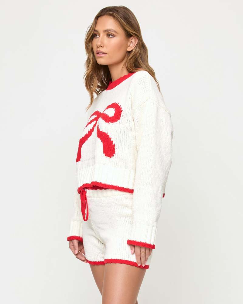 L*Space Take A Bow Short - Cream/Red