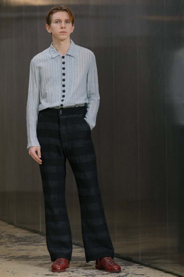 John Alexander Skelton Striped Weaver Trousers - Black & Blue