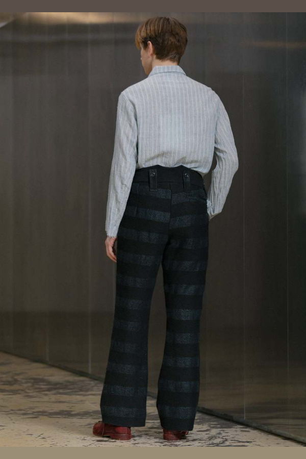 John Alexander Skelton Striped Weaver Trousers - Black & Blue