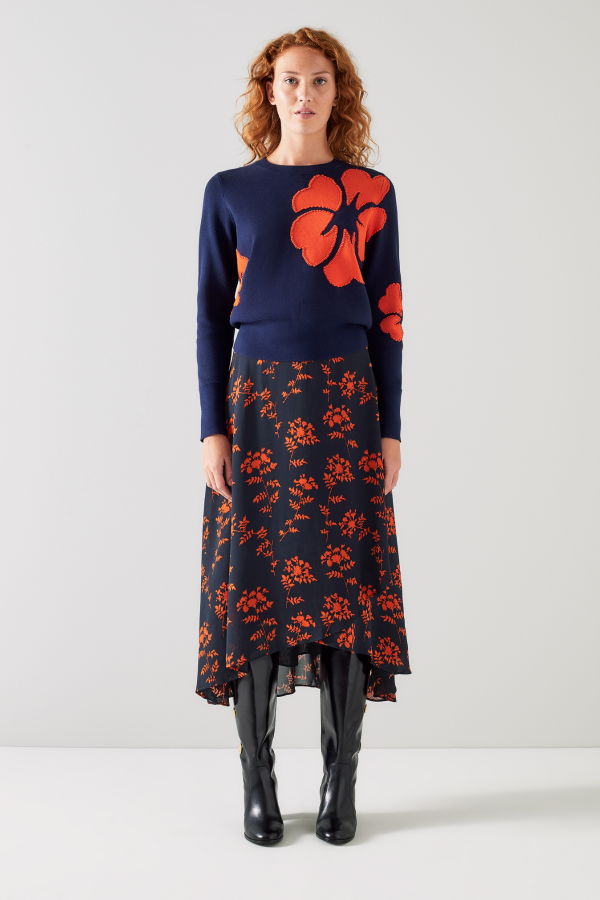 LK Bennett Krasner Skirt - Blue and Orange