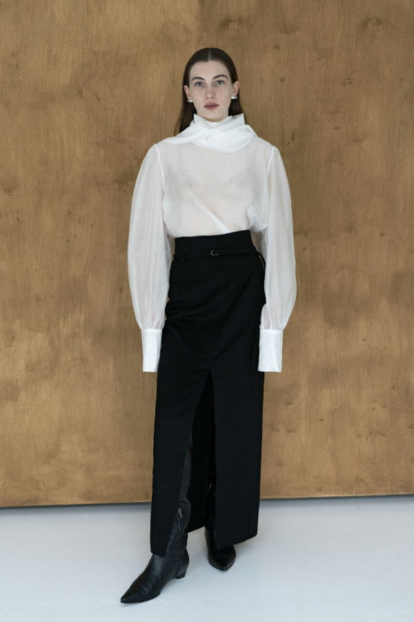 K M by LANGE Chernozem Pencil Cashmere Skirt - Black