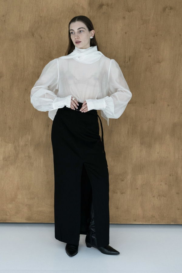 K M by LANGE Chernozem Pencil Cashmere Skirt - Black