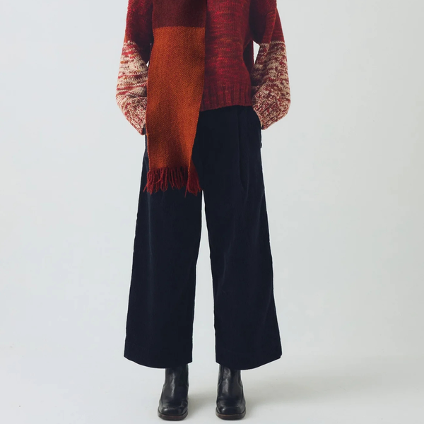 TOAST Cord Pleat Front Trousers - Midnight