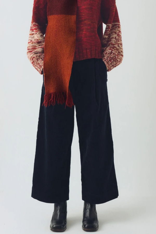 TOAST Cord Pleat Front Trousers - Midnight