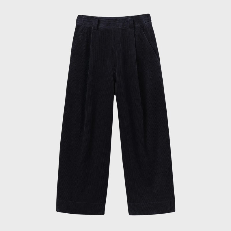 TOAST Cord Pleat Front Trousers - Midnight