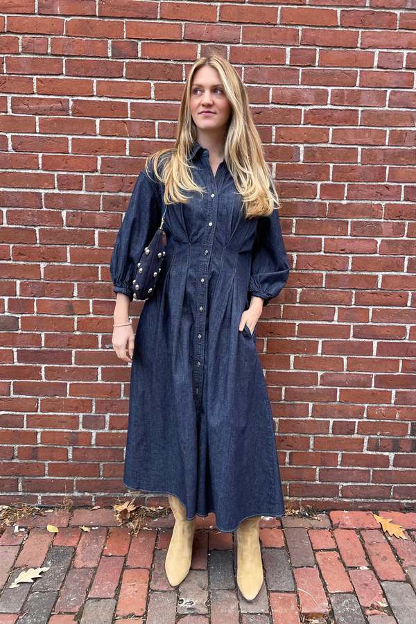 twp denim dress TWP - Mason pleated denim midi shirt dress