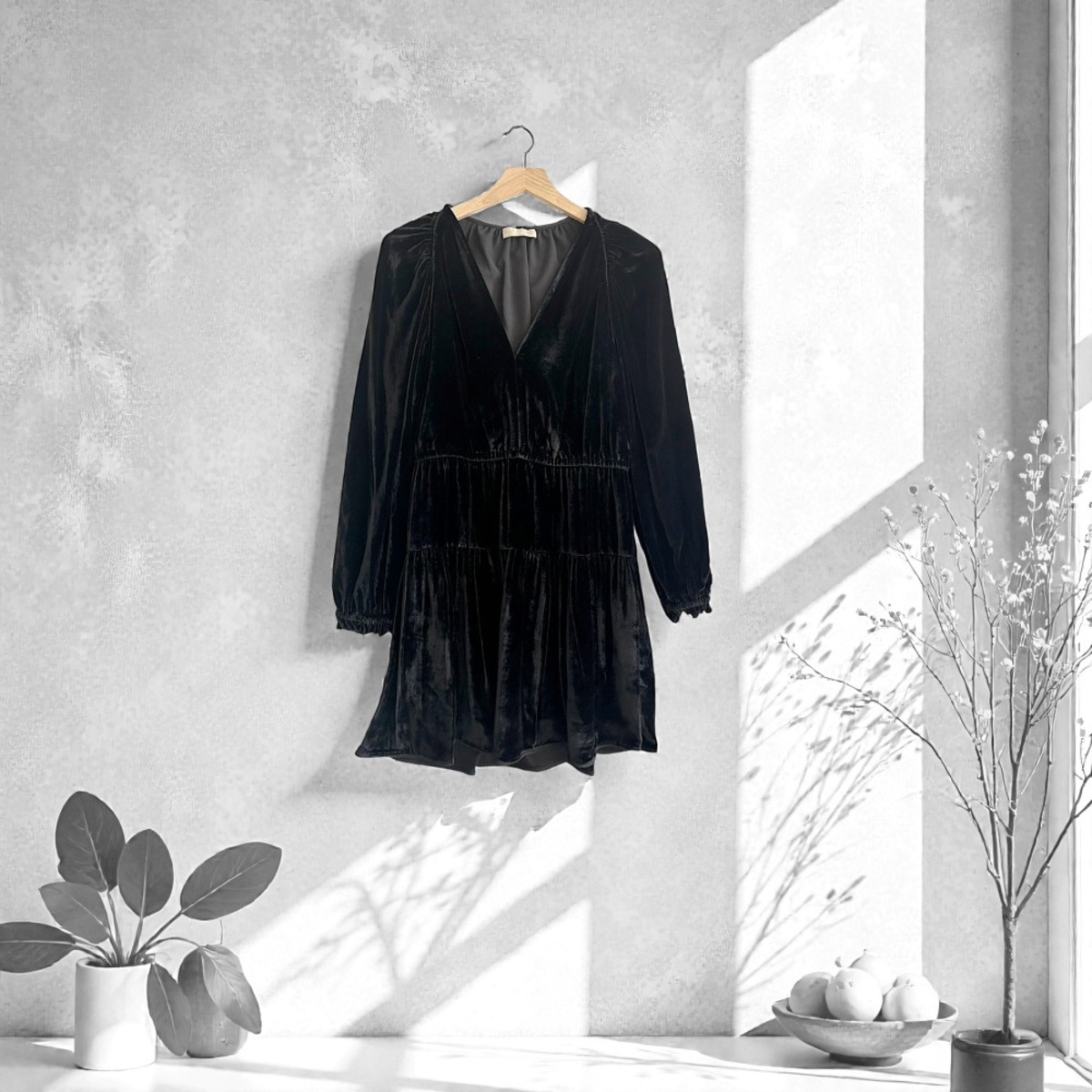 Ulla Johnson Audrey Velvet Dress - Black - Image 1 of 6