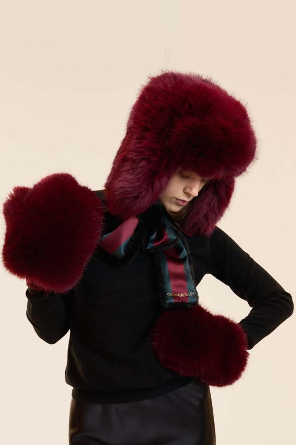 Cynthia Rowley Snow Bunny Trapper Hat - Burgundy