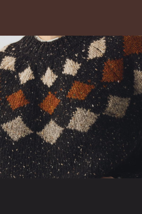 TOAST Donegal Diamond Yoke Sweater - Graphite Multi