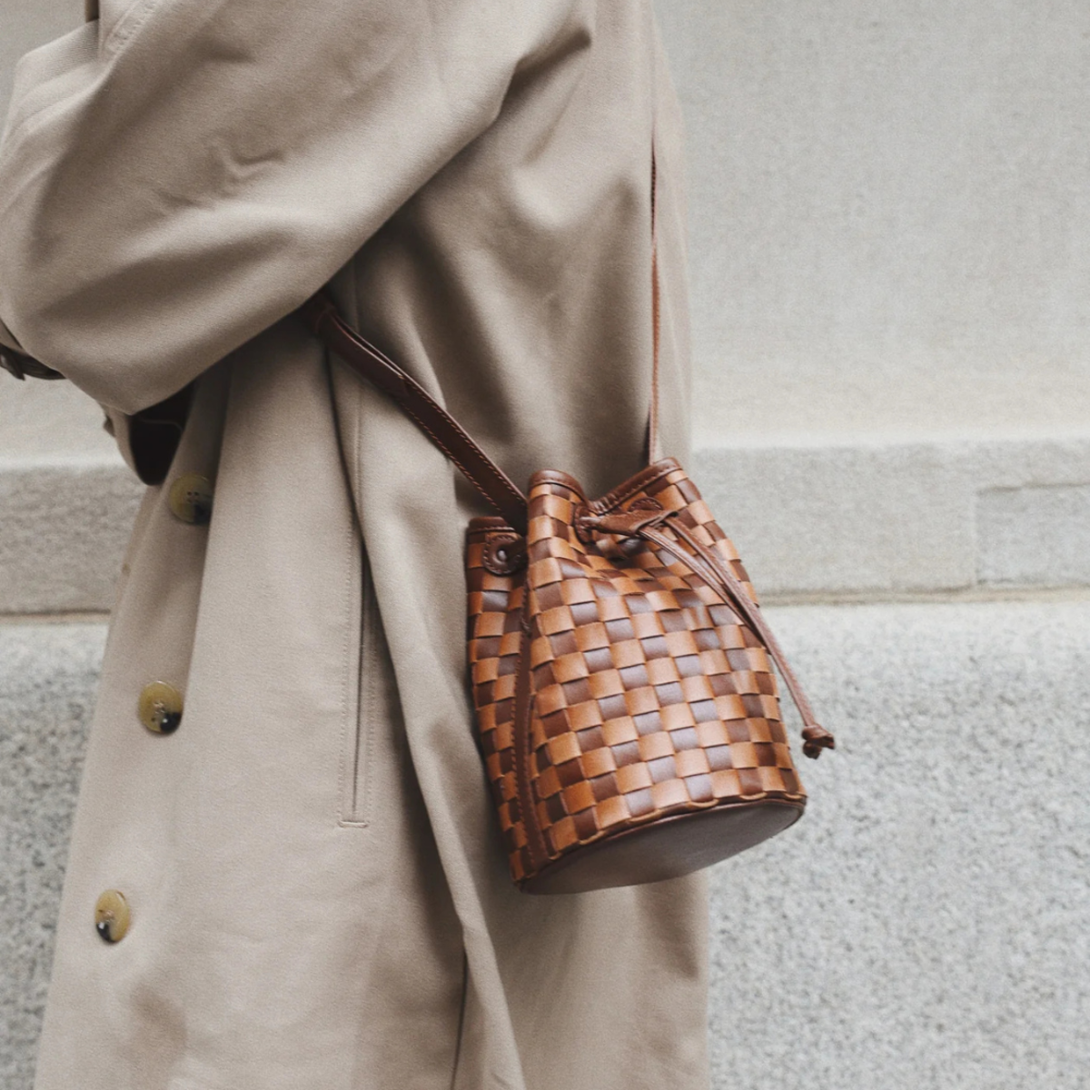 Bembien Mini Adele Bucket Bag - Copper x Sienna Check - Image 1 of 2